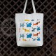 Printed semi-linen shopping bag "Puppies"